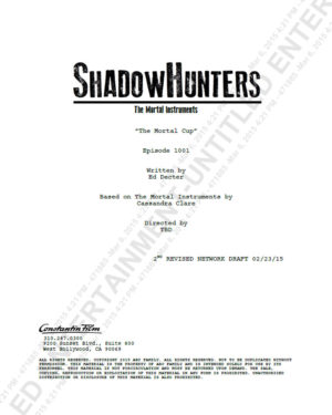 Script du pilote de la serie ShadowHunters